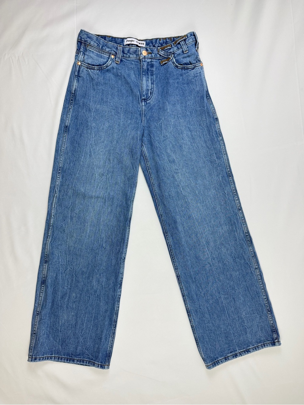 Wrangler x STAUD The Loose Jeans 28x32 Wide Leg Blue Denim Designer Collab